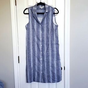 Beach Lunch Lounge Blue Dress Linen Size Small​​​​